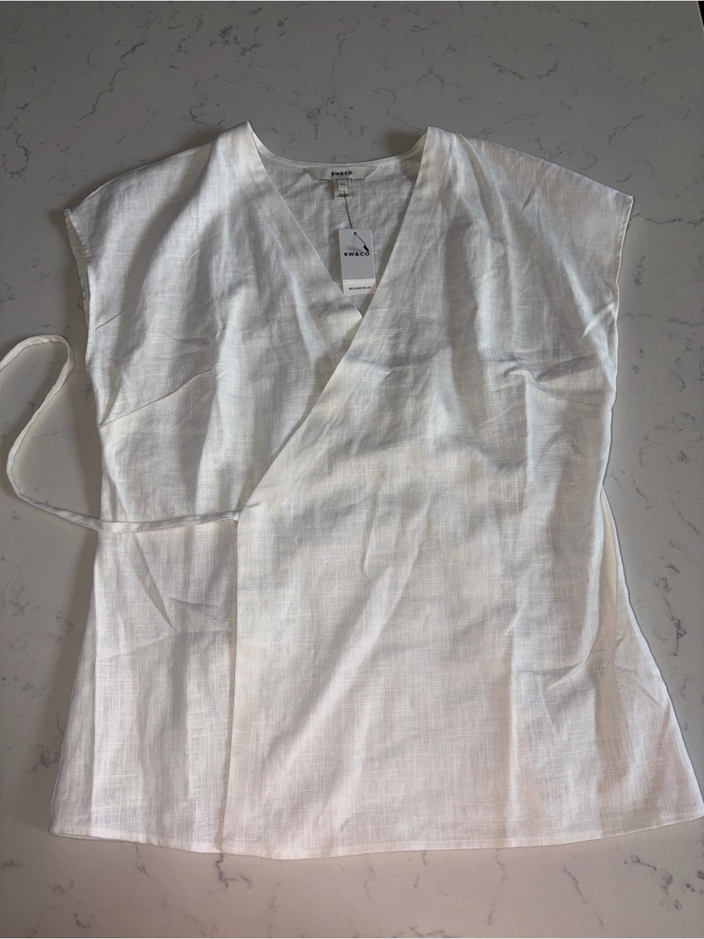 RW&CO. White Wrap Linen Tunic